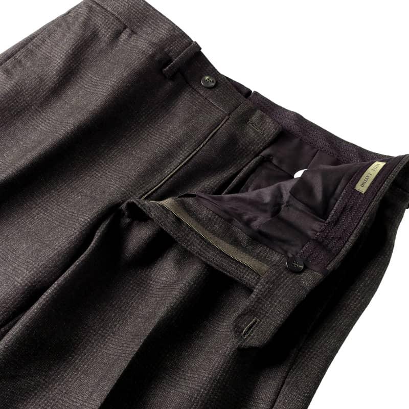 Stile Latino / スティレラティーノ ウールサキソニーチェック柄パッチポケット3Bスーツ(VINCENZO)（ダークブラウン×ブラック）の画像