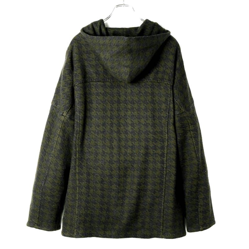 Stile Latino / スティレラティーノ カシミヤシルクジャカードニット千鳥格子柄フーデッドジャケット(ASPEN) （オリーブ×ダークグレー）の画像