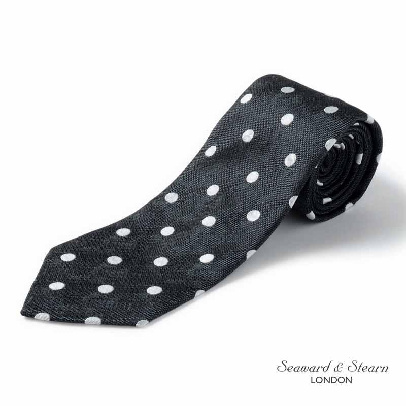 シーワード&スターン ドット柄ネクタイ グレー系 美品 Seaward＆stearn Seaward ＆ Stearn / シーワード＆スターン