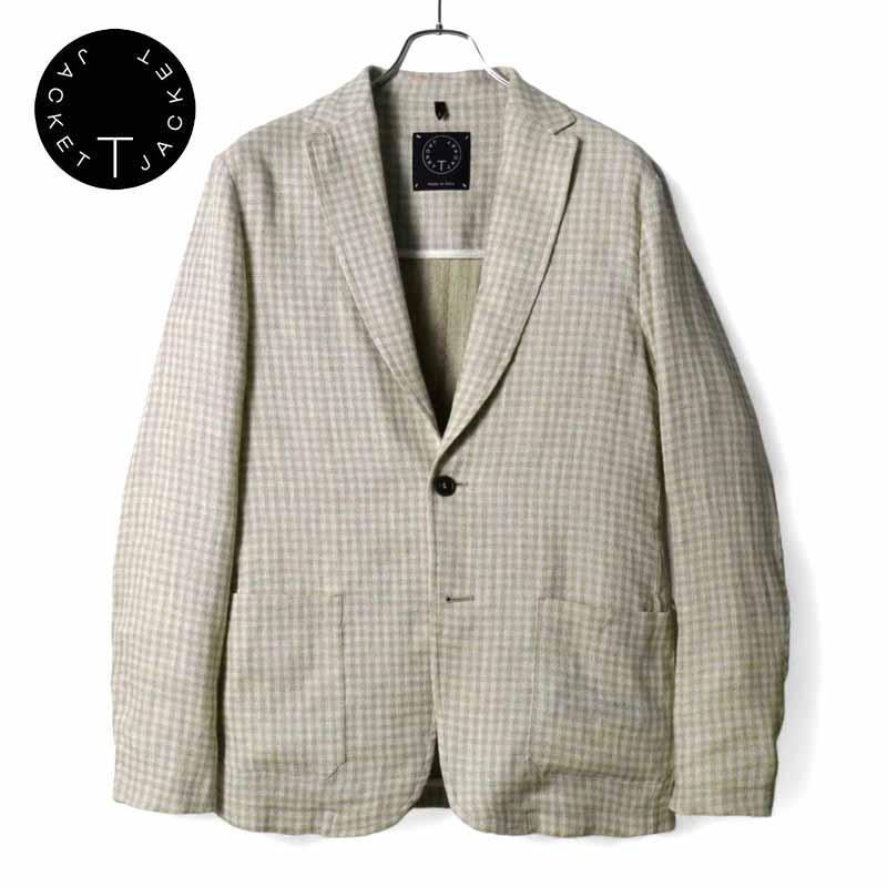 メンズ T-JACKET ティージャケット 51G419JR ｱｲﾎﾞﾘｰ×ｸﾞﾚｰ ｳｰﾙ ﾊｳﾝﾄﾞ