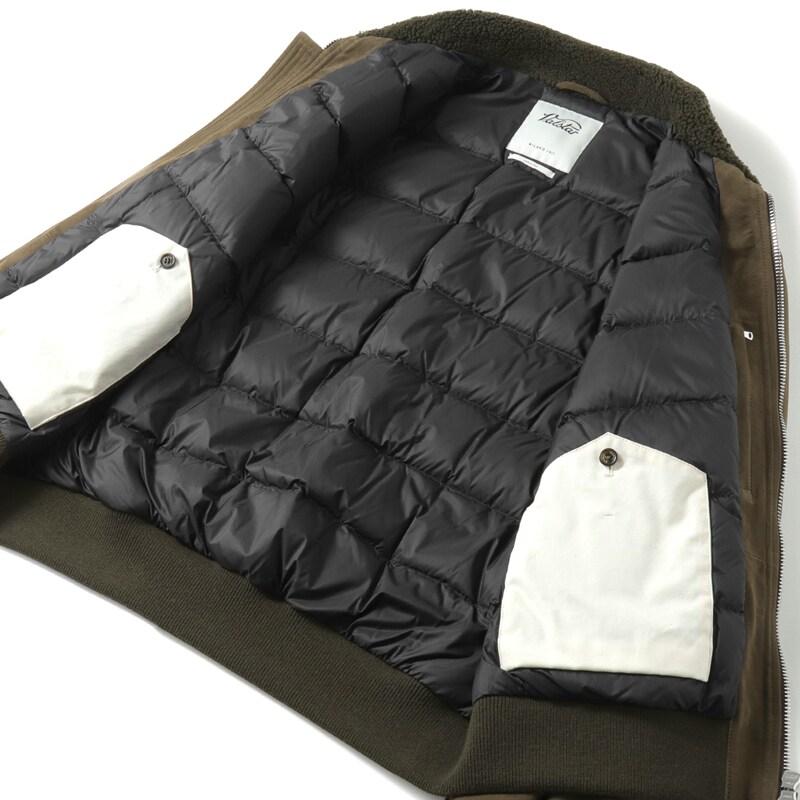 Valstar（ヴァルスター） ムートン襟付きゴートスエードダウンボンバー