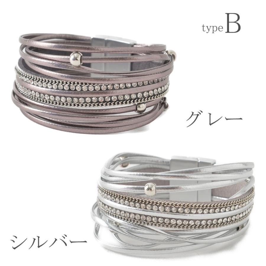 メール便送料無料 ブレスレット レザー レディース ラインストーン