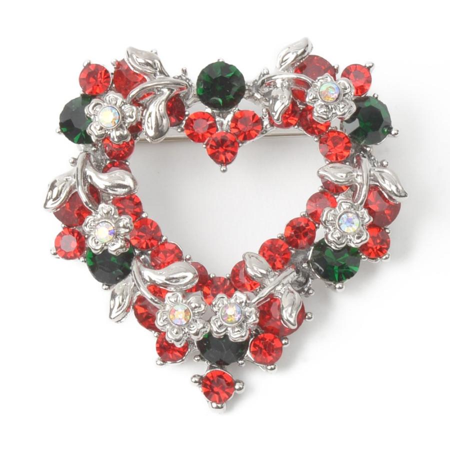 クリスマス ブローチ クリスマスリース リース ハート フラワー 花 キラキラ プレゼント B ルーノルーモ ヤフー店 通販 Yahoo ショッピング