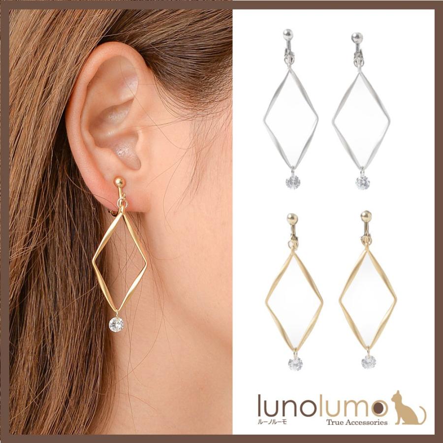 メール便送料無料 イヤリング レディース キュービックジルコニア ゴールド シルバー メタル ひし形 艶消し E 23 ルーノルーモ ヤフー店 通販 Yahoo ショッピング