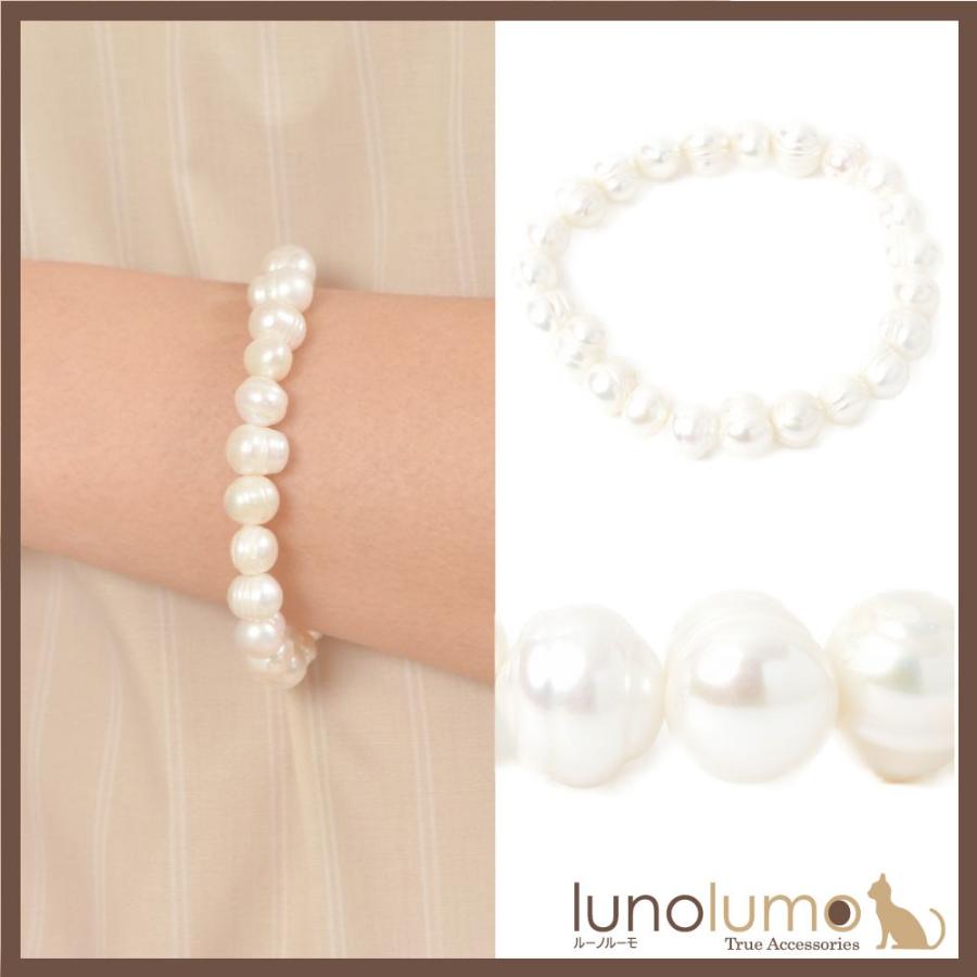 淡水パール ブレスレット ゴム フリーサイズ パール バロックパール レディース 白 N ルーノルーモ ヤフー店 通販 Yahoo ショッピング