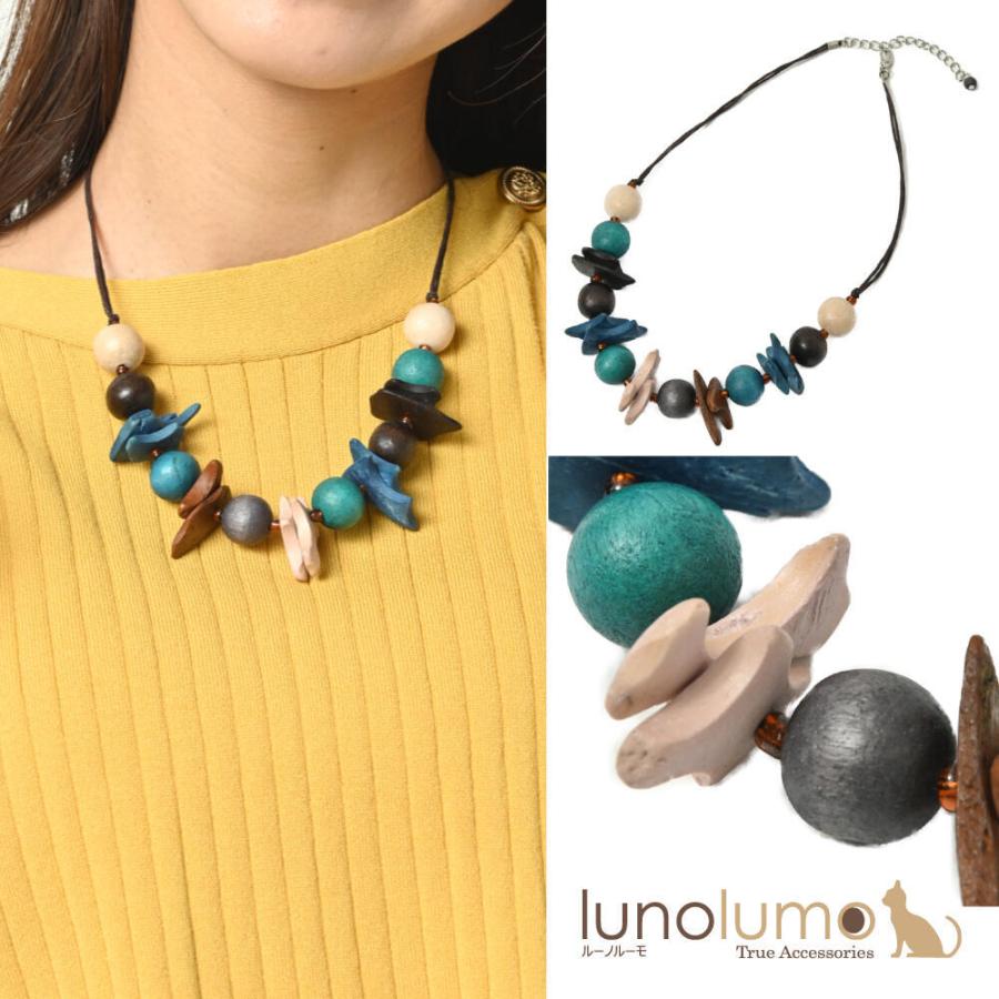 メール便送料無料 ネックレス ショートネックレス レディース ウッド 天然素材 青 ブルー カジュアル エスニック N ルーノルーモ ヤフー店 通販 Yahoo ショッピング