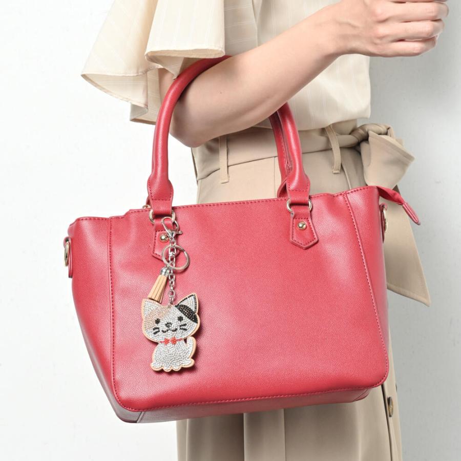 メール便送料無料 キーホルダー バッグチャーム 猫 ネコ ねこ 三毛猫