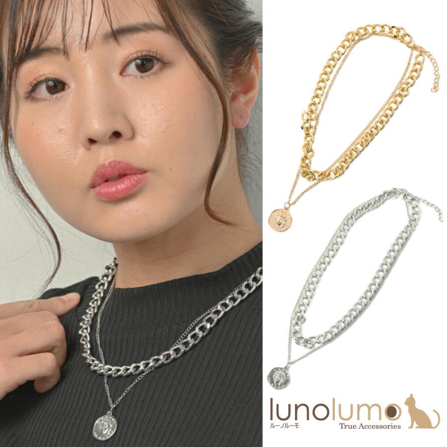 メール便送料無料 ネックレス レディース コイン メタル ゴールド シルバー チェーン トレンド 流行 2連 N : ルーノルーモ ヤフー店 - 通販  - Yahoo!ショッピング