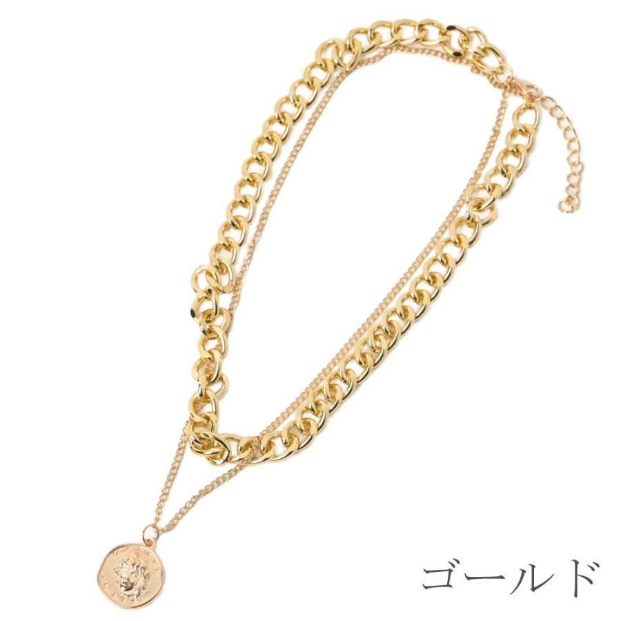 メール便送料無料 ネックレス レディース コイン メタル ゴールド シルバー チェーン トレンド 流行 2連 N : ルーノルーモ ヤフー店 - 通販  - Yahoo!ショッピング