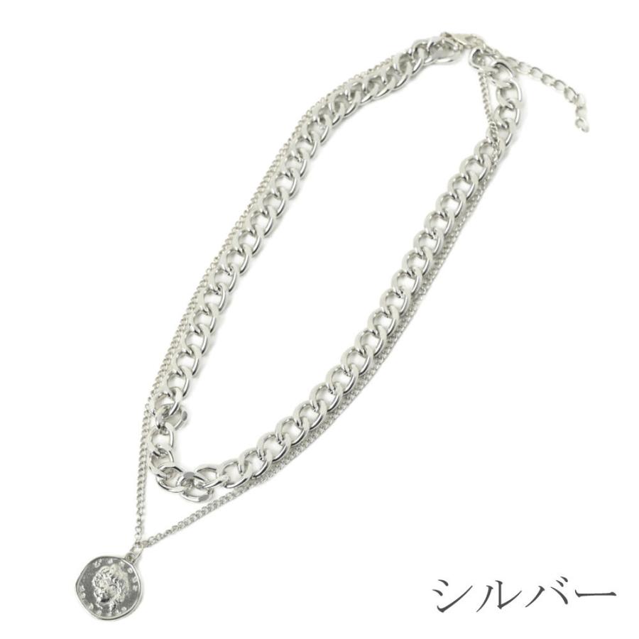 メール便送料無料 ネックレス レディース コイン メタル ゴールド シルバー チェーン トレンド 流行 2連 N : ルーノルーモ ヤフー店 - 通販  - Yahoo!ショッピング