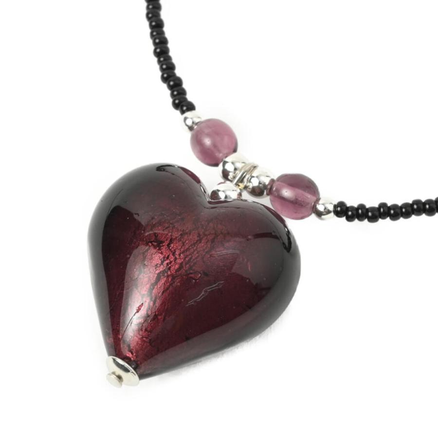 メール便送料無料 ベネチアングラスネックレス イタリア製 ハート