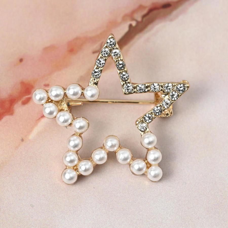 メール便送料無料 ブローチ レディース 星 スター キラキラ ライン