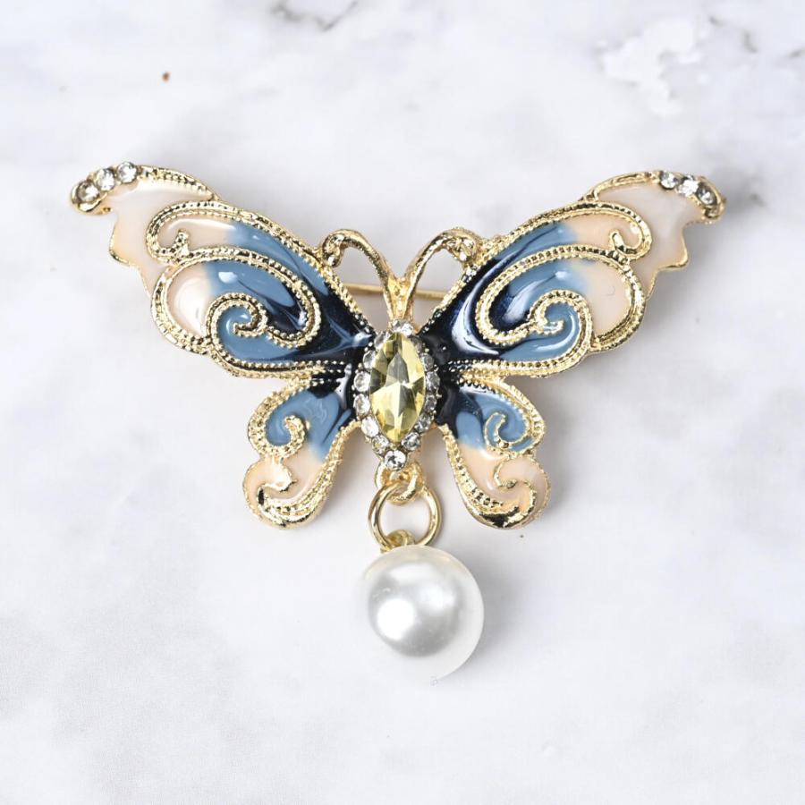 メール便送料無料 ブローチ レディース 蝶 蝶々 ちょうちょ パール