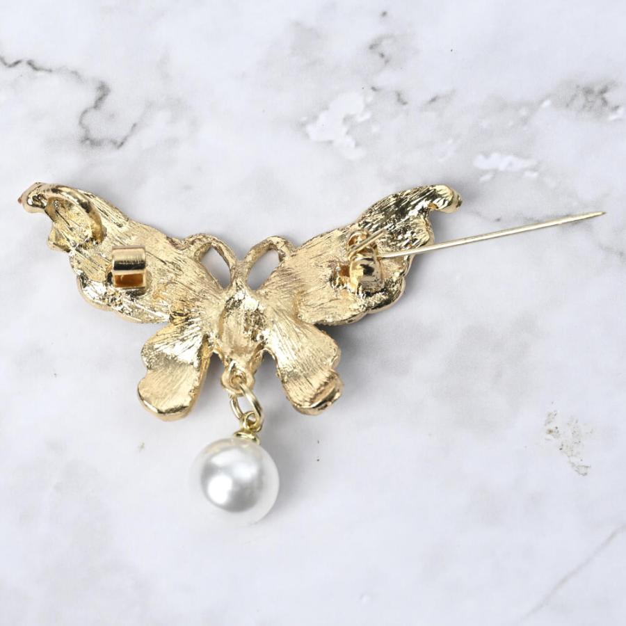 メール便送料無料 ブローチ レディース 蝶 蝶々 ちょうちょ パール