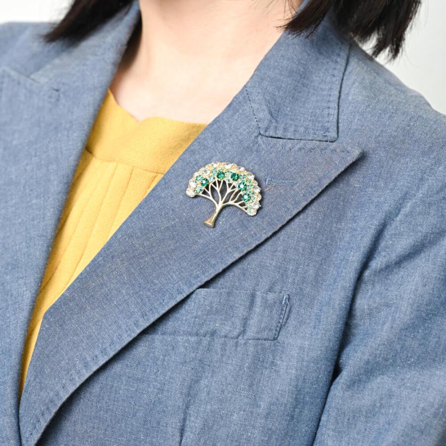 メール便送料無料 ブローチ レディース 木 樹木 ツリー 緑 新緑