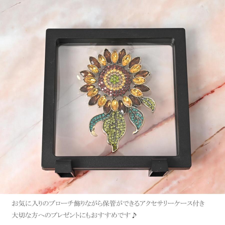 メール便送料無料 ブローチ ひまわり ヒマワリ 向日葵 ビジュ キラキラ