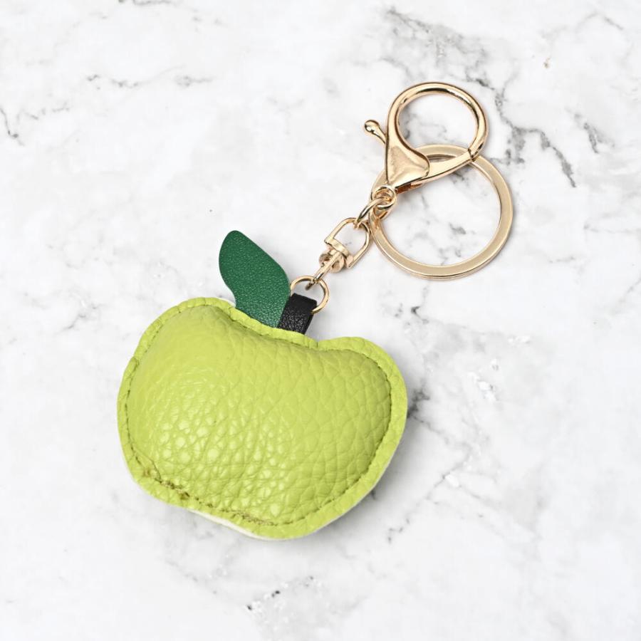 メール便送料無料 キーホルダー バッグチャーム レディース りんご 青