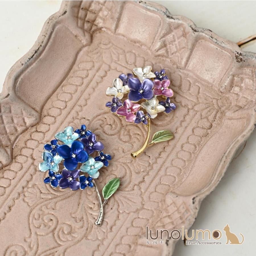 メール便送料無料 ブローチ レディース 紫陽花 あじさい アジサイ 花
