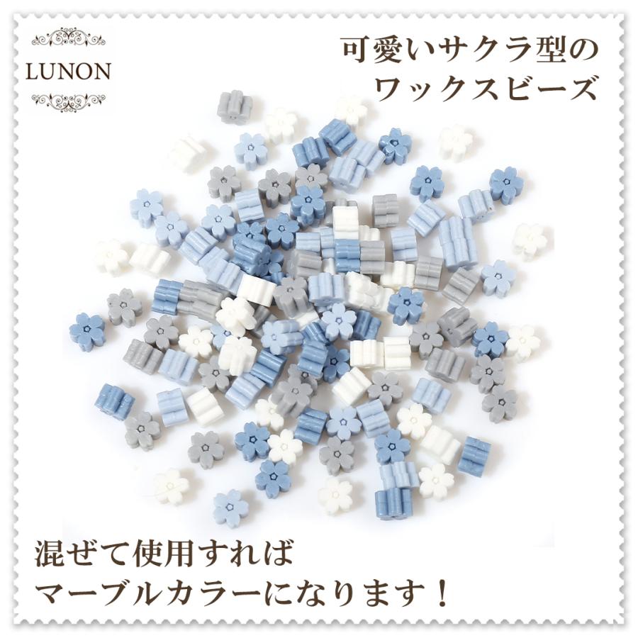 新発売 ワッペン 飾り素材 封 シーリングスタンプ ワックスシール ット スタンプ シーリングワックス 2種セット ワックスビーズ 桜 形 1粒 ブルー系 両面シール 枚 レター 手紙 送料無料 Tak D96