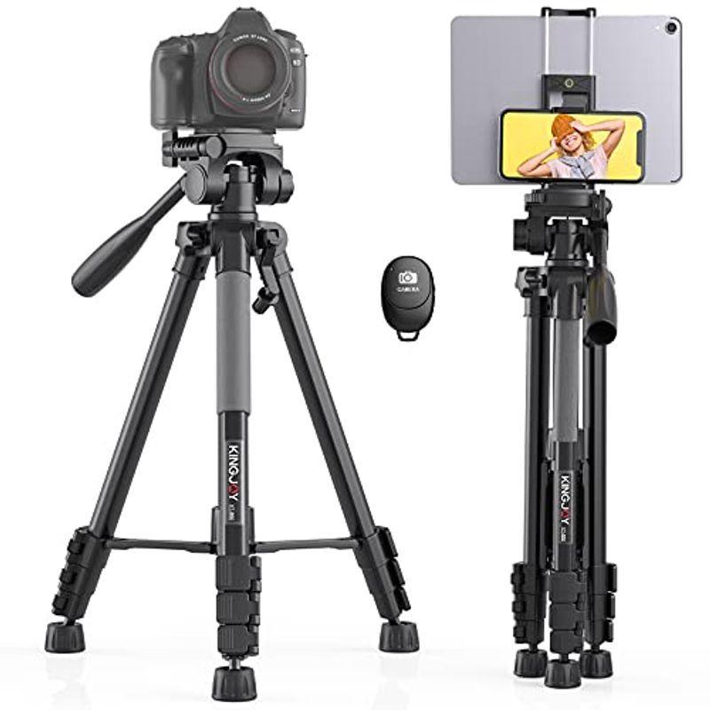 楽天1位 Kingjoy スマホ三脚 150cm ビデオカメラ一眼レフカメラ タブレットリモコン付き ビデオカメラ4段階伸縮 3way雲台 360 回 最安 Turningheadskennel Com