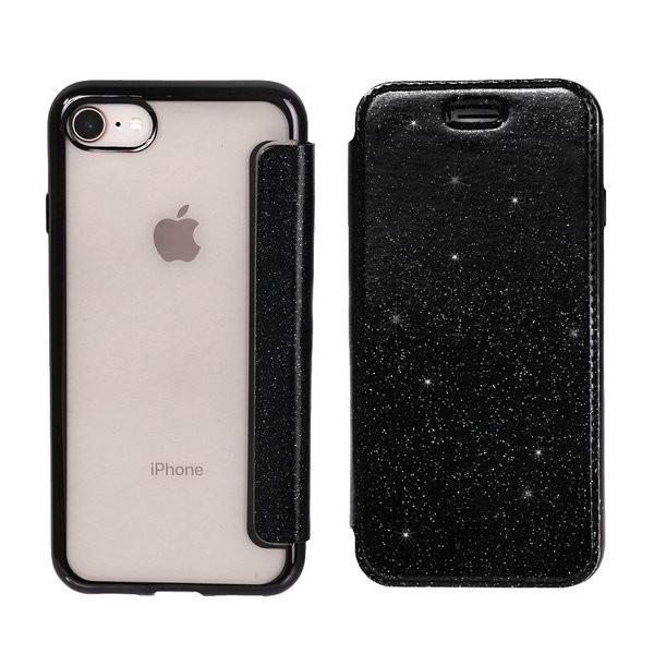 iPhoneケース 手帳型 キラキラ 透明 ソフトケース iPhoneX XS 7 8 plus
