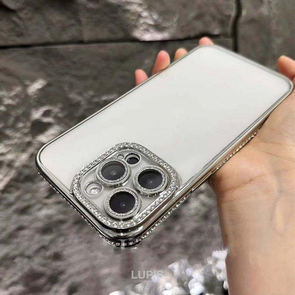 iPhoneケース iPhone14 iPhone15 ストーン レディース 背面クリア 透明