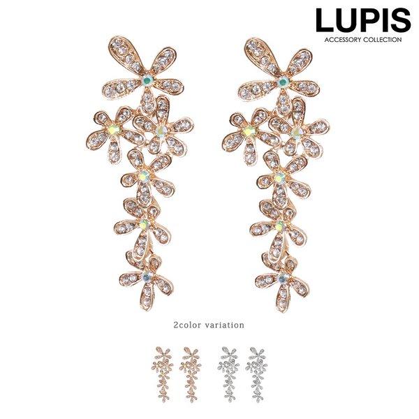 ピアス フラワー 花 ゴールド シルバー 大ぶり ルピス 送料関税無料