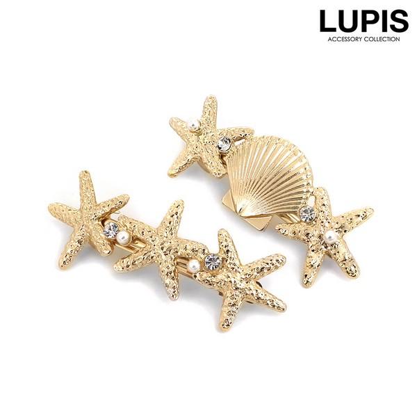 バレッタ ヘアアクセサリー シェル スター メタル ストーン パール マリン 人魚 海 ルピス LUPIS｜lupis｜04