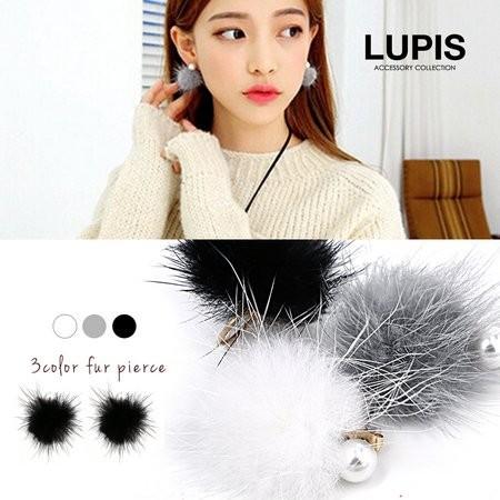 ピアス レディース フェイクファー バックキャッチ パール 大ぶり 大きめ ふわふわ おしゃれ かわいい ルピス lupis | LUPIS