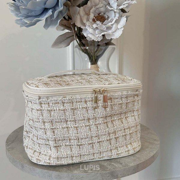 コスメポーチ メイクポーチ バニティポーチ 化粧ポーチ ツイード 上品