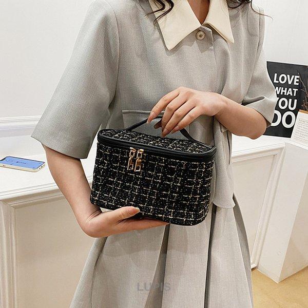 コスメポーチ メイクポーチ バニティポーチ 化粧ポーチ ツイード 上品