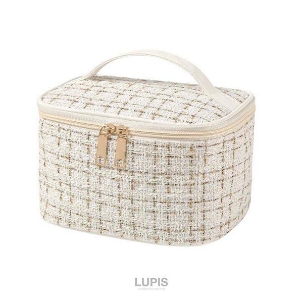 コスメポーチ メイクポーチ バニティポーチ 化粧ポーチ ツイード 上品