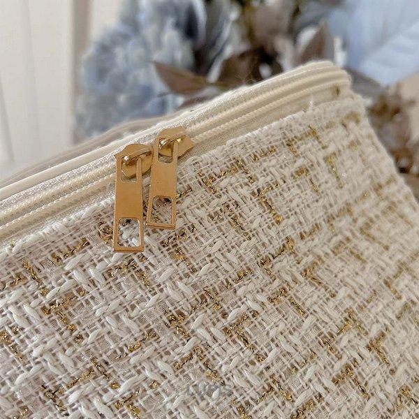 コスメポーチ メイクポーチ バニティポーチ 化粧ポーチ ツイード 上品