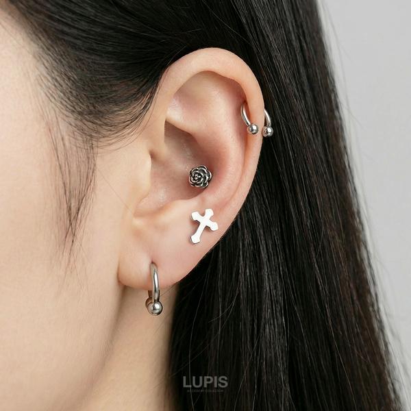 LUPIS（ルピス） ボディピアス 16G クロス ストレートバーベル 軟骨