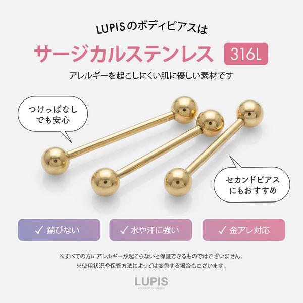 LUPIS（ルピス） ボディピアス ファーストピアス 14G ストレート