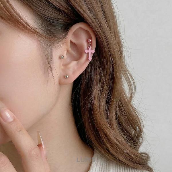 特選品‼️限定❣️希少品、高氷種儚い妖紫色18k中国結ピアス　鑑定書付き LUPIS（ルピス） ボディピアス ストレートバーベル 16G クロス