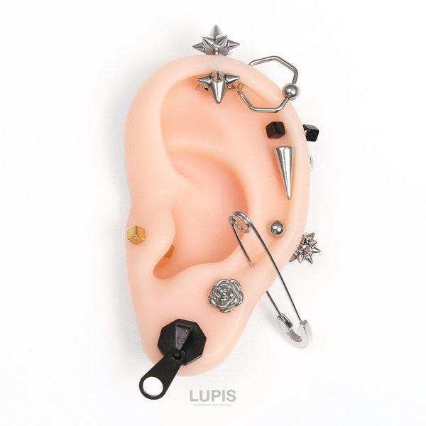 LUPIS（ルピス） ボディピアス 16G キューブ スクエアボールキャッチ