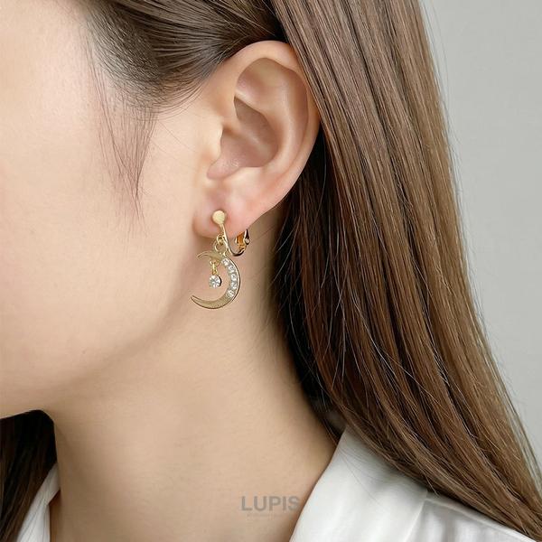 LUPIS（ルピス） イヤリング ムーン スター アシンメトリー チェーン