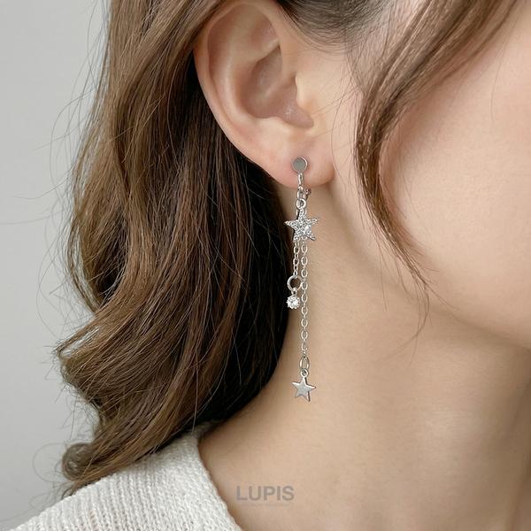 LUPIS（ルピス） イヤリング ムーン スター アシンメトリー チェーン