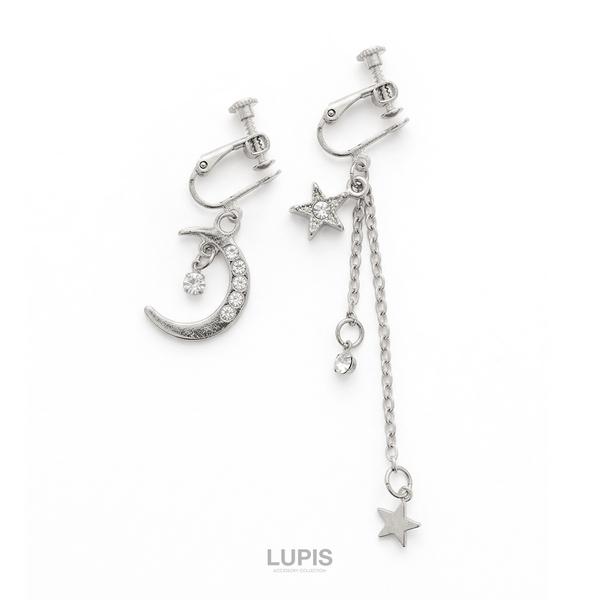 LUPIS（ルピス） イヤリング ムーン スター アシンメトリー チェーン