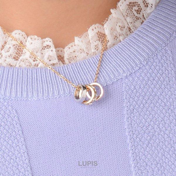 LUPIS（ルピス） ネックレス レディース 3連リング ストーン ゴールド