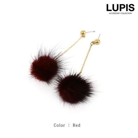 ピアス レディース フェイクファー ファー チェーン ロング ぶらさがり 揺れる ブラック グレー ベージュ レッド ルピス LUPIS｜lupis｜07