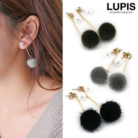 LUPIS（ルピス） ピアス レディース フェイクファー ファーボール