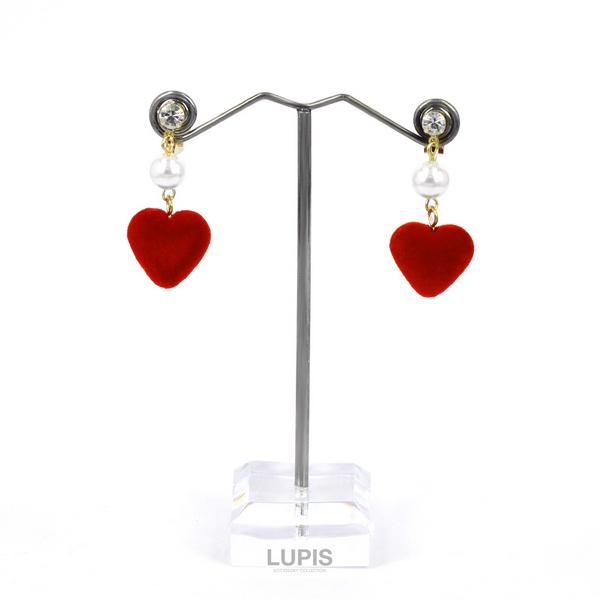 LUPIS（ルピス） イヤリング クリップ式 ハート フロッキー ベロア