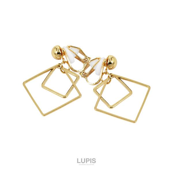 LUPIS（ルピス） イヤリング シンプル スクエアフレーム ゴールド