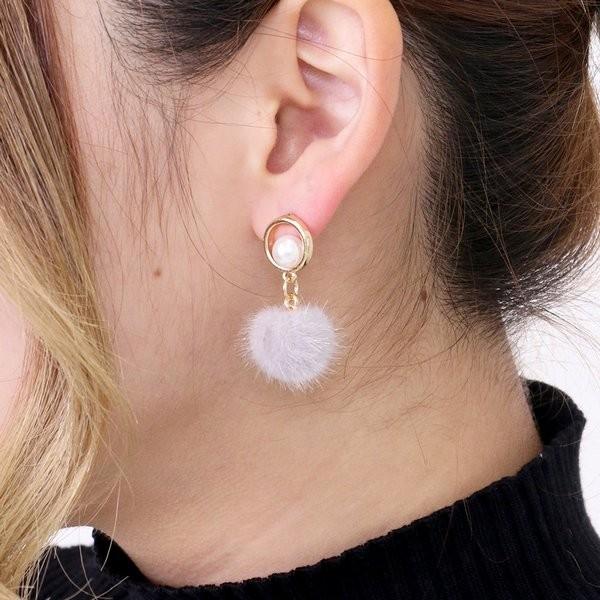 LUPIS（ルピス） ピアス レディース ファー ファーボール パール