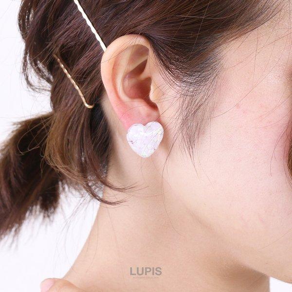 LUPIS イヤリング ハート ホログラム 小さめ おしゃれ 大人 かわいい 