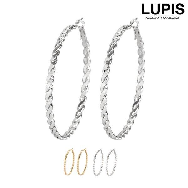 ピアス 大ぶり フープピアス ツイスト シンプル ゴールド シルバー 20代 30代 ルピス LUPIS｜lupis