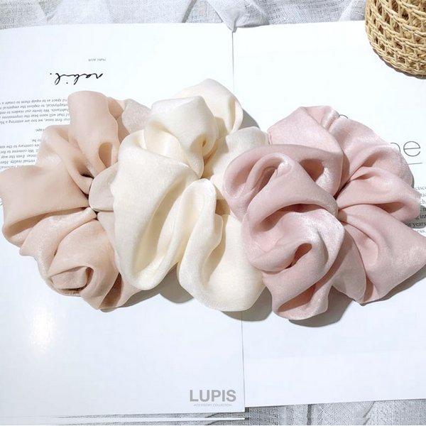 LUPIS シュシュ ヘアアクセサリー ボリューム シルク サテン 光沢