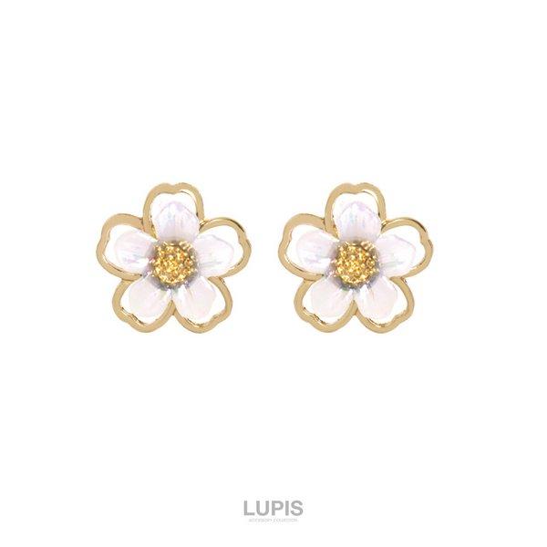 LUPIS（ルピス） ピアス フラワー クリアホワイト オーロラ ゴールド